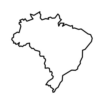 Brazil map line icon isolated on transparent background