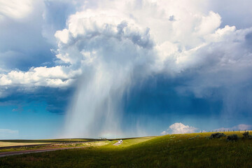Summer Thunderstorm Clouds over Eastern Wyoming Seen While Driving along Highway 20.