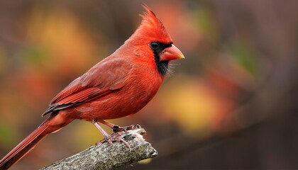 vibrant red cardinal perched on a branch