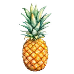 . Pineapple watercolor illustration isolated on white tran subject