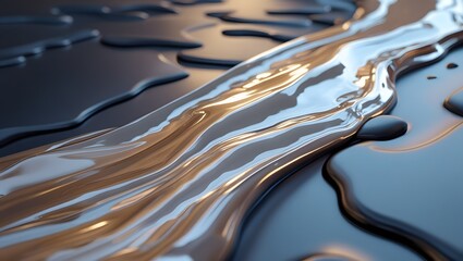 
Molten Platinum River: Liquid Flowing Prosperity