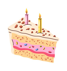 Birthday cake slice with candles