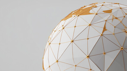 Obraz premium Abstract technology white background. Earth network with glowing nodes and net lines business connection of lines from nodes It is connected to endless nodes and represents the innovation of communica