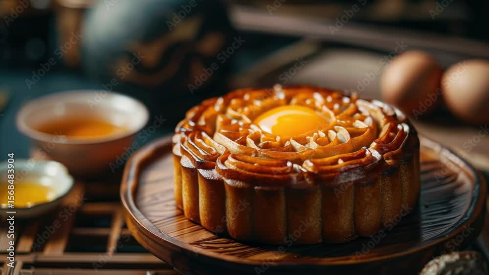 Poster A picture of a cake with an egg sitting on top, often used as a creative dessert display