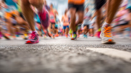 Runners in motion during a street race event