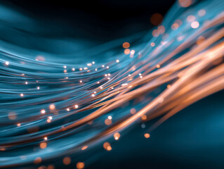 Abstract light streaks and glowing particles in motion