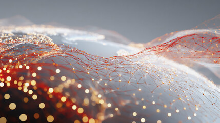 Abstract technology white background. Earth network with glowing nodes and net lines business connection of lines from nodes It is connected to endless nodes and represents the innovation of communica