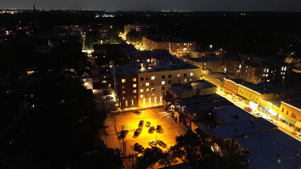 Chicago suburb at night
