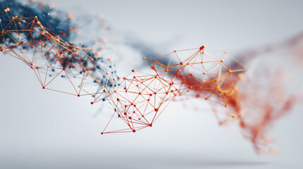 Abstract technology white background. Earth network with glowing nodes and net lines business connection of lines from nodes It is connected to endless nodes and represents the innovation of communica