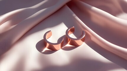 Rose Gold Ear Cuffs: Abstract Shadows on Silk