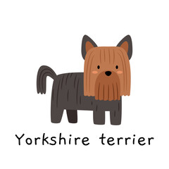 Cute cartoon Yorkshire Terrier in a hand-drawn style. Perfect for kids' prints, pet-themed designs, educational materials, and nursery posters.