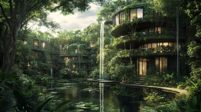 Lush rainforest and eco-friendly tech. Great image for ads!
