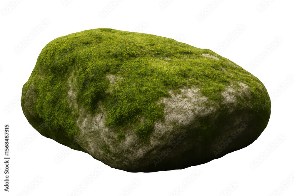 Fototapete realistic 3d rendering of a mossy rock isolated on a transparent background, perfect for compositing