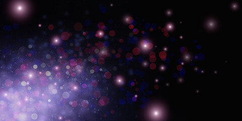 Abstrakcyjna tapeta, efekt bokeh. Abstrakcyjna tekstura, lśniący overlay, połysk nakładki, brokat, jasny pył, czarne tło