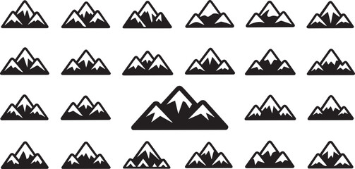 "Hand Drawn Mountain Silhouette Icon Symbol Logo Vector Collection &ndash; Minimal Outdoor Nature Line Art for Adventure, Travel, Hiking & Vintage Design Projects"

