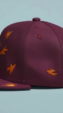 vertical 9:16 A snapback hat with a golden $ logo, comic lightning bolts, fashion rotation