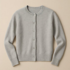 Fototapeta premium Gray Cardigan on Beige Background