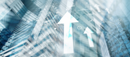 Arrow finance Trading concept 2025. Mixed Media Background