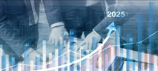 Financial background, economic growth 2023-2025. Abstract background