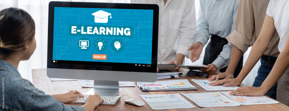 Aufkleber E-learning website with brisk sofware for student to study online on the internet network