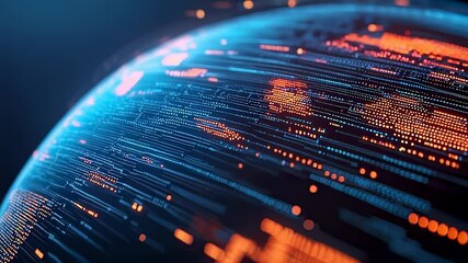 Abstract digital globe with glowing data streams and circuit patterns, futuristic tech visualization - Powered by Adobe