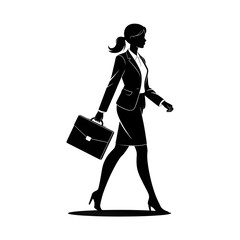 Confident Businesswoman Walking with Briefcase
