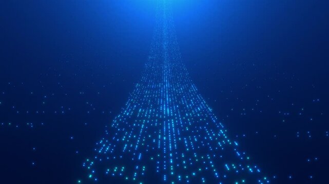 Futuristic space, big data, digital, flowing bits and bytes, virtual reality. Digital network, technology, data path, binary code, information. 3D animation