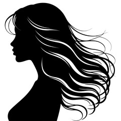 Ethereal long hair profile windblown effect vector for perfume campaigns fantasy art and poetic visuals