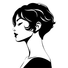Short hair profile chic modern cut vector for barber shops gender-neutral fashion and editorial beauty spreads