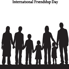International friendship day and silhouettes of people
