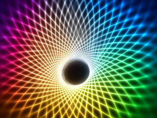 Colorful spiral pattern creates a mesmerizing optical illusion with a black center and vibrant gradients at the edges