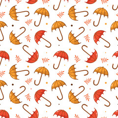 Umbrella. Pattern with umbrellas. Rain protection on a white background. Flat-style design.