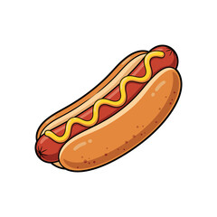 Hot Dog Icon with Mustard for Fast Food Design