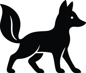 Silhouette fox stands in profile wild animal vector illustration