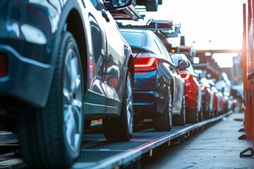 Many brand new vehicles are coming out of the factory, ready to be delivered to dealerships