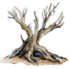 . Driftwood watercolor illustration isolated on transpare subject