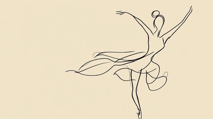 Simple ballerina drawing with one line. A woman dancing, like a ballet picture. Modern and basic design. Vector image.
