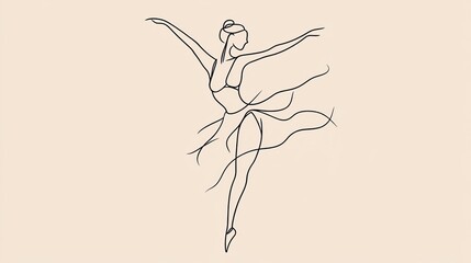 Simple ballerina drawing with one line. A woman dancing, like a ballet picture. Modern and basic design. Vector image.
