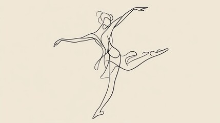 Simple ballerina drawing with one line. A woman dancing, like a ballet picture. Modern and basic design. Vector image.
