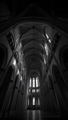 Fototapeta premium Explore gothic architecture interior black and white photography cathedral church design