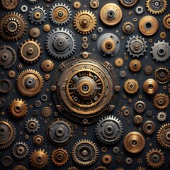 Industrial gears and cogs background image for engineering and steampunk designs use