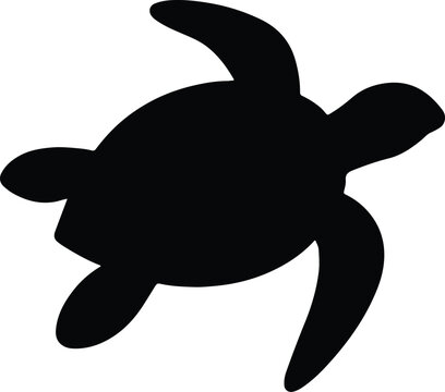 Silhouette sea turtle simple design isolated vector illustration