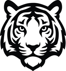 Obraz premium Silhouette tiger head front view tattoo style vector illustration