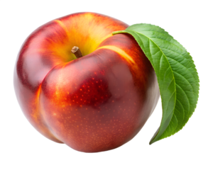 ripe peach with leaves isolated on white background. PNG Transparent file type with high definition quality And vibrant color grading Available.