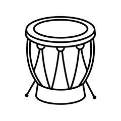 Drum Outline Line Art Vector Illustration
