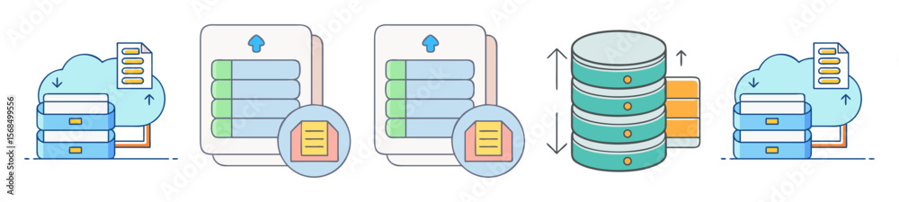 Poster data transfer processes between cloud storage, file systems, and local databases