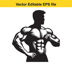 Fototapeta premium Muscular Silhouette Vector Graphic for Fitness Gym and Bodybuilding Artwork an Ideal Element for Logo Designs and Promotional Materials