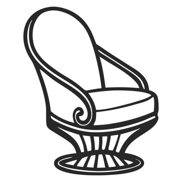 recommend clip art: Modern Swivel Lounge Chair Outline Vector