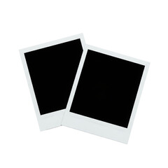 Instant photo prints with empty frames on white background  