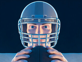 Football player prepares for a crucial pass during an intense game at night under stadium lights